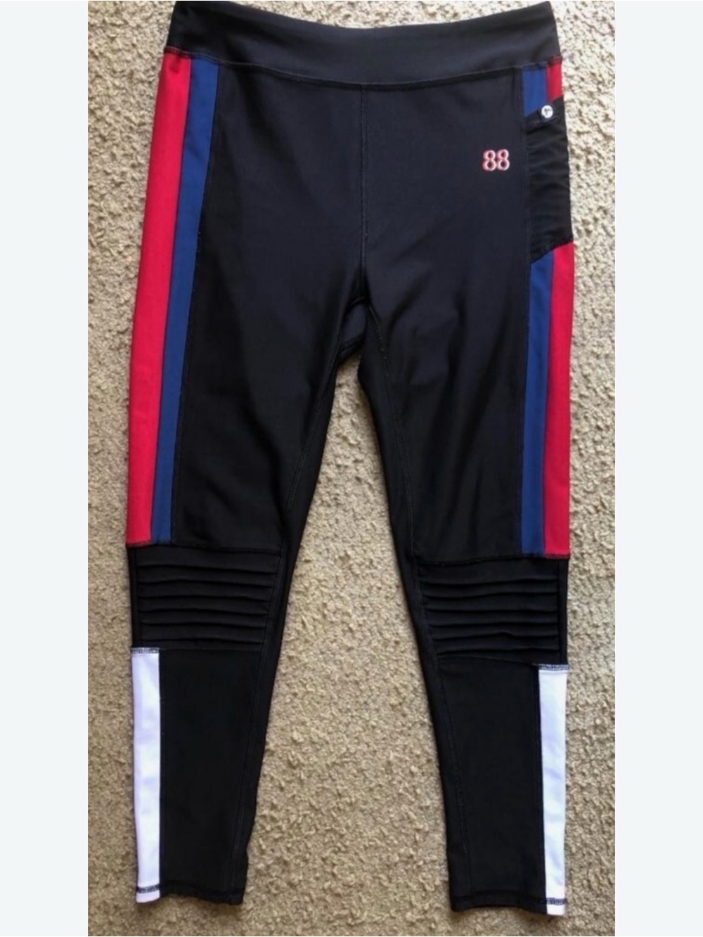 Gottex Black Leggings with Red, Blue & White Accents